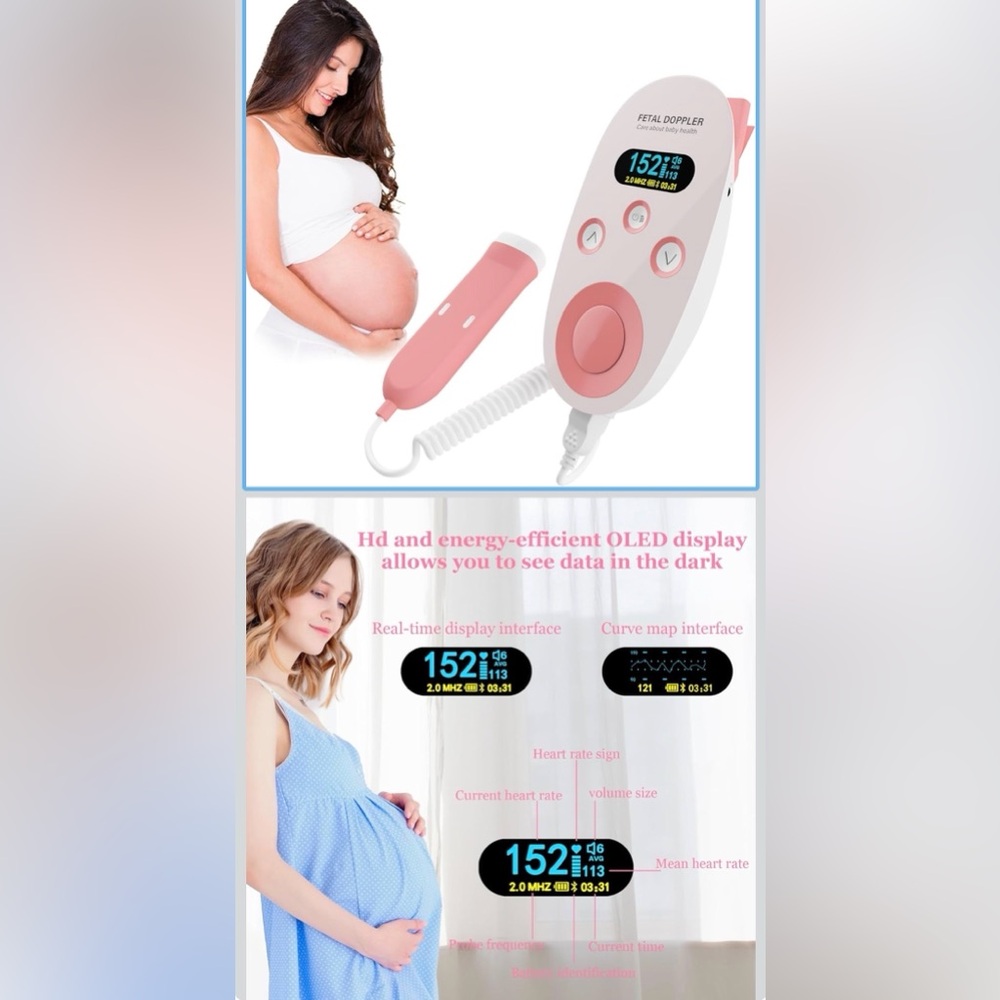 YNS Generic Pink Fetal Doppler with OLED Display